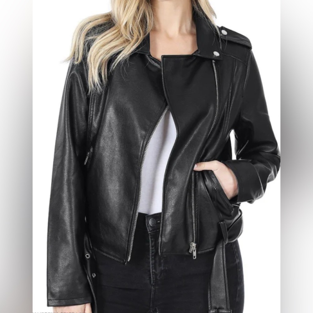 Zenana Outfitters Black Faux Leather Jacket - Picture 2 of 2